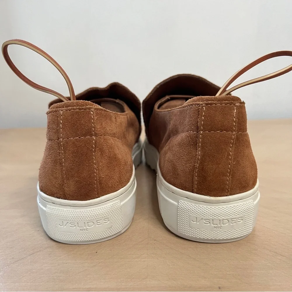 J/Slides Perrie Sneaker Brown Suede Leather Casual Shoe Women's Size 8
